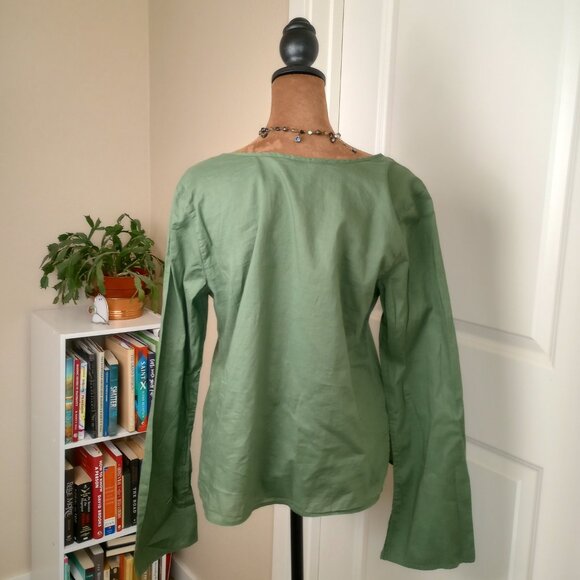 Rare Vintage Y2K Boho Peasant Top 2000s Abercrombie & Fitch Embroidered Green - Picture 5 of 5